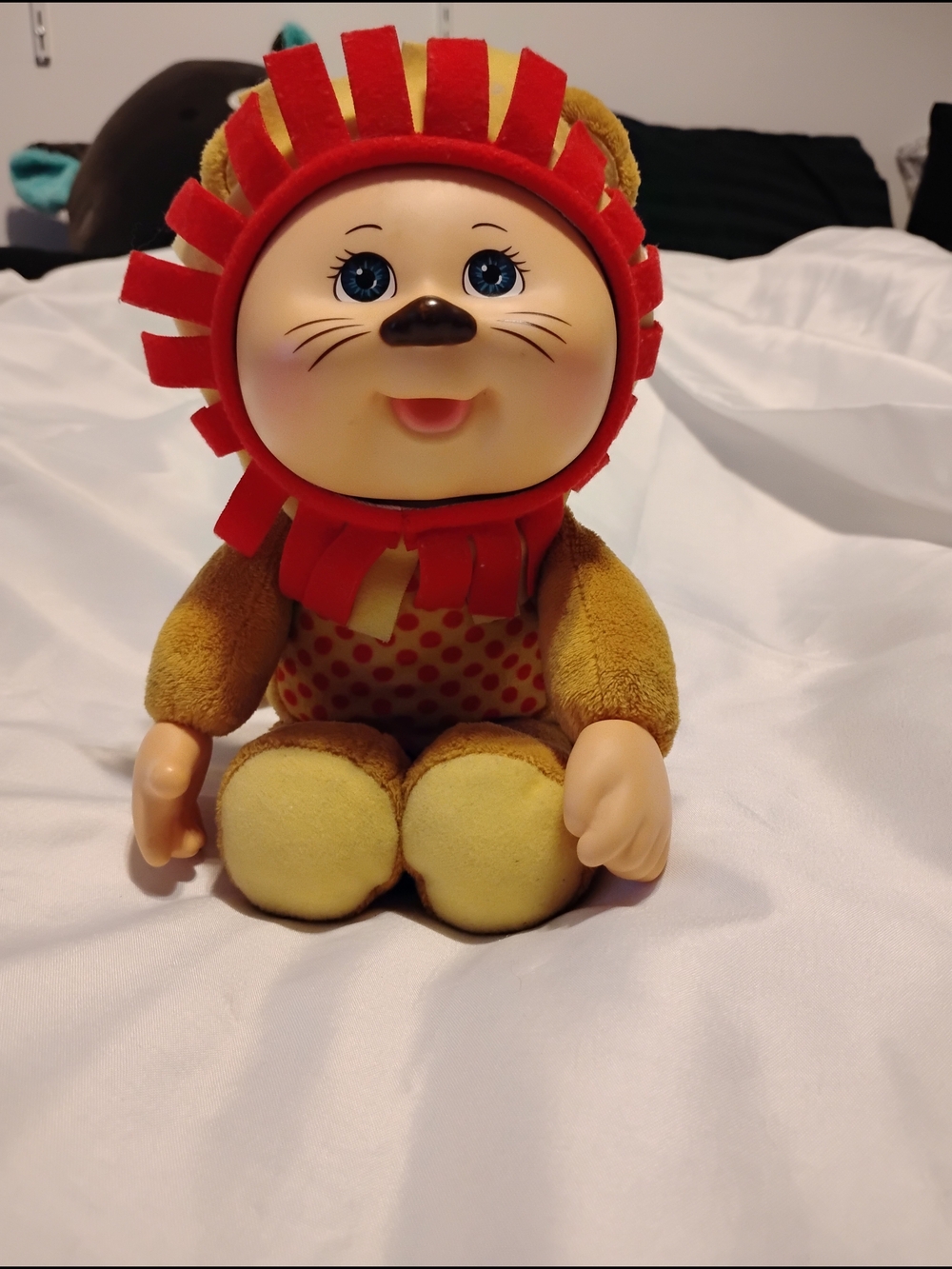 Cute Plush Lion Doll in Red and Yellow Costume